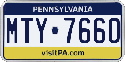 PA license plate MTY7660
