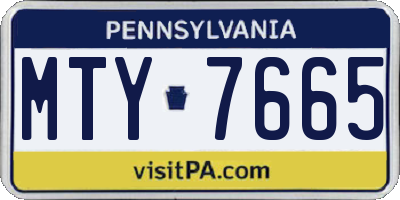 PA license plate MTY7665