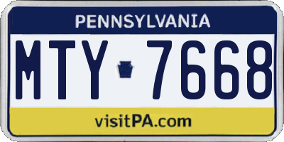 PA license plate MTY7668