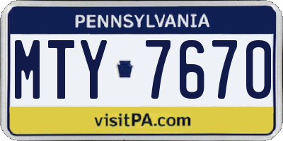 PA license plate MTY7670