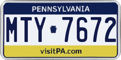 PA license plate MTY7672