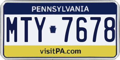 PA license plate MTY7678