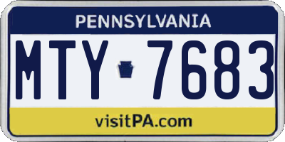 PA license plate MTY7683