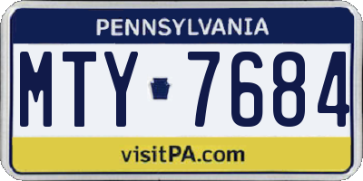 PA license plate MTY7684