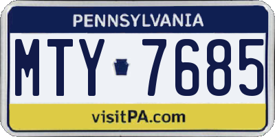 PA license plate MTY7685