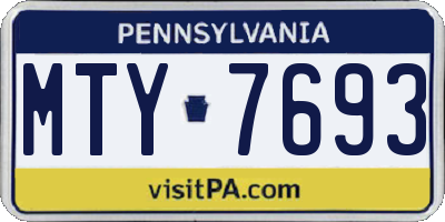 PA license plate MTY7693