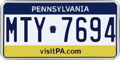 PA license plate MTY7694