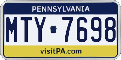 PA license plate MTY7698