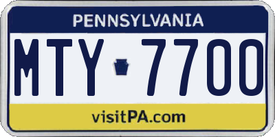 PA license plate MTY7700