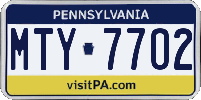 PA license plate MTY7702