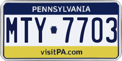 PA license plate MTY7703