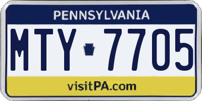 PA license plate MTY7705