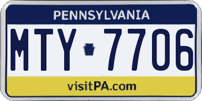 PA license plate MTY7706