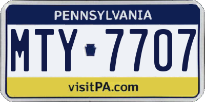 PA license plate MTY7707