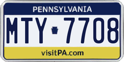 PA license plate MTY7708