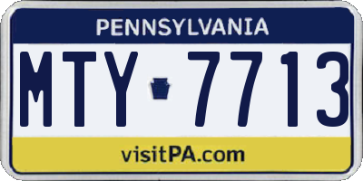 PA license plate MTY7713