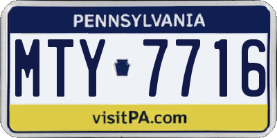 PA license plate MTY7716