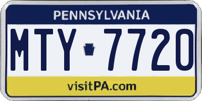 PA license plate MTY7720