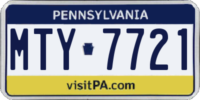 PA license plate MTY7721