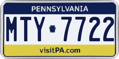 PA license plate MTY7722
