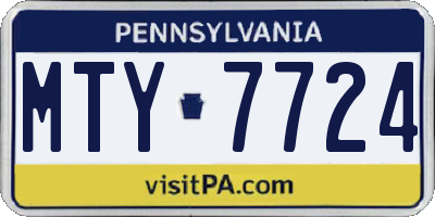 PA license plate MTY7724