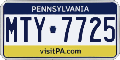PA license plate MTY7725