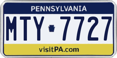 PA license plate MTY7727