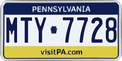 PA license plate MTY7728