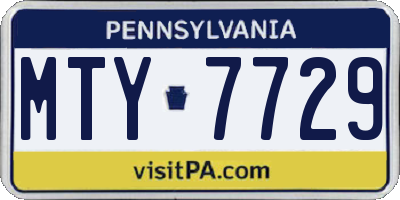 PA license plate MTY7729