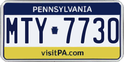 PA license plate MTY7730