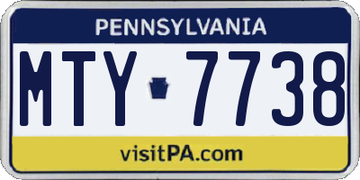 PA license plate MTY7738