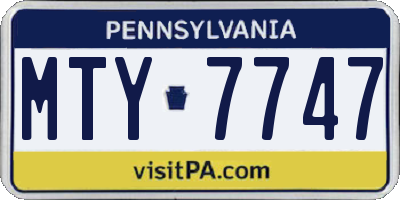 PA license plate MTY7747