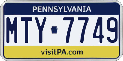 PA license plate MTY7749