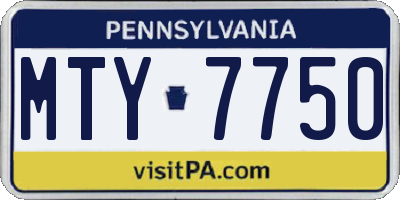 PA license plate MTY7750