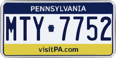 PA license plate MTY7752
