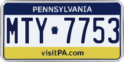 PA license plate MTY7753