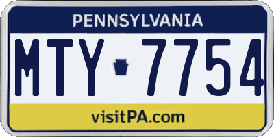 PA license plate MTY7754
