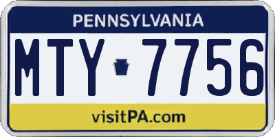 PA license plate MTY7756