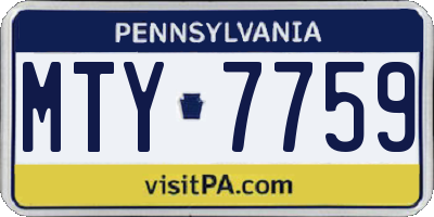PA license plate MTY7759