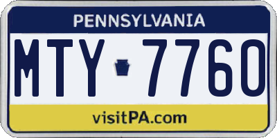 PA license plate MTY7760