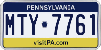 PA license plate MTY7761