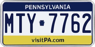 PA license plate MTY7762