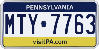 PA license plate MTY7763