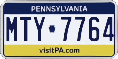 PA license plate MTY7764