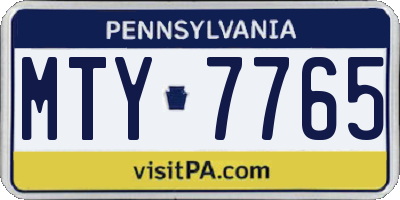 PA license plate MTY7765