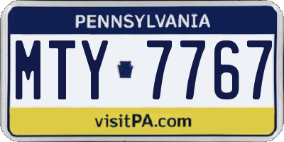 PA license plate MTY7767