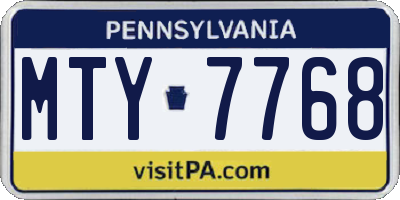 PA license plate MTY7768