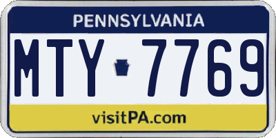 PA license plate MTY7769