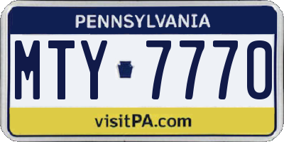 PA license plate MTY7770