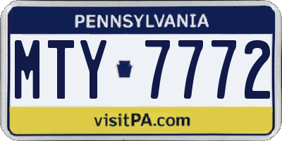 PA license plate MTY7772